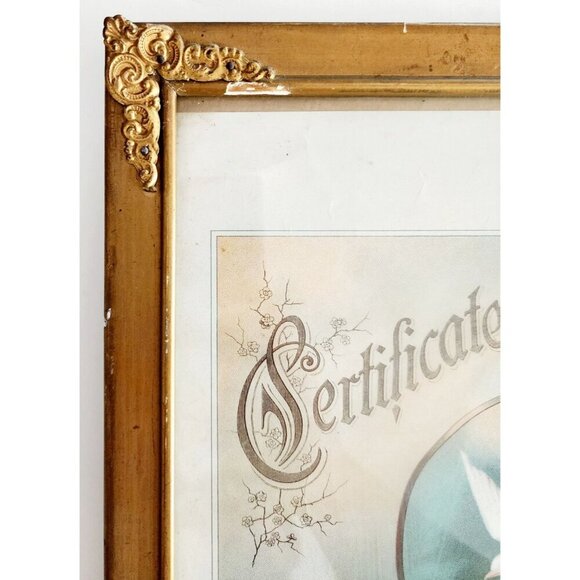 1941 Lithograph Certificate Baptism Framed Patricia Wills Portland Maine GstRm - Picture 7 of 8